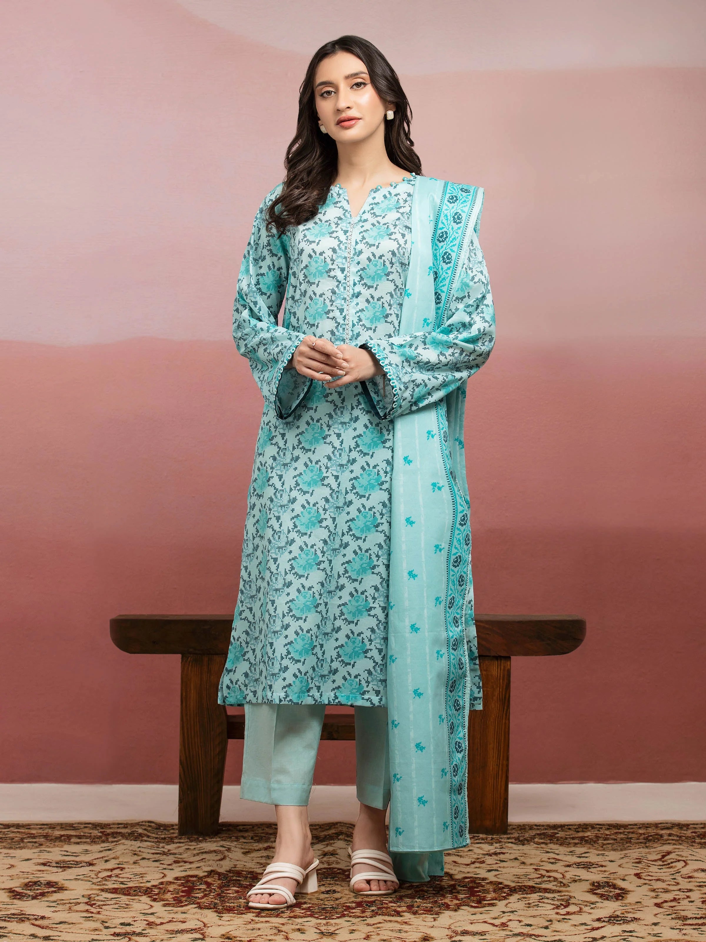 edenrobe Allure Lawn Unstitched Printed 3Pc Suit EWU5A1-35229