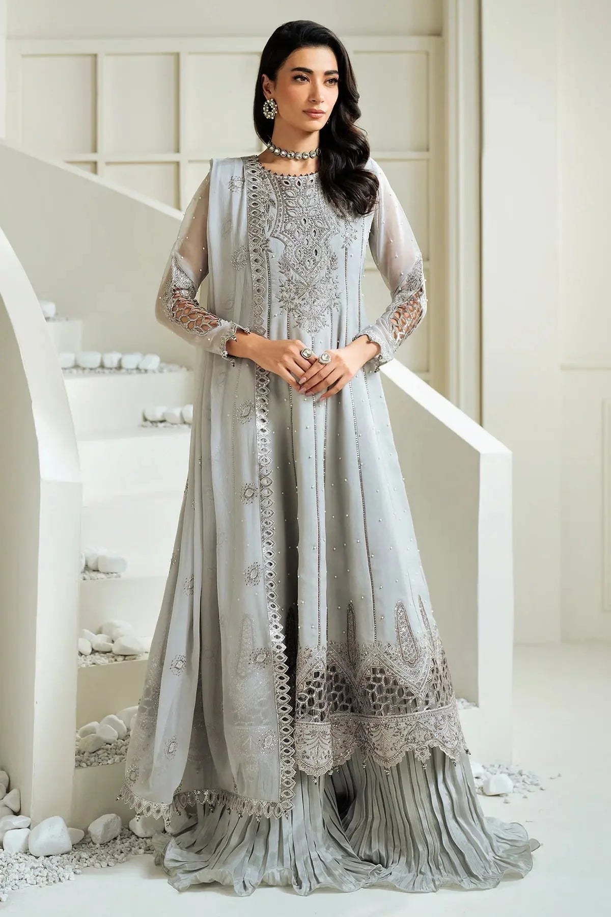 Alizeh Fashion Celine Embroidered Chiffon Unstitched 3Pc Suit AF-PS-8002-Luna