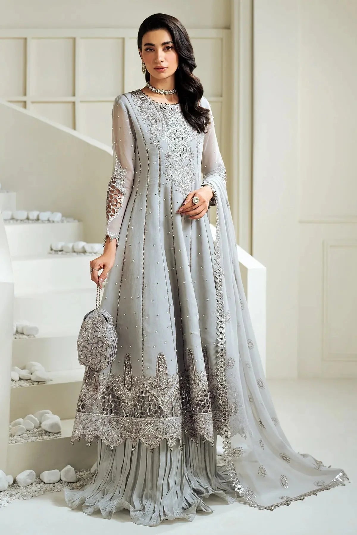 Alizeh Fashion Celine Embroidered Chiffon Unstitched 3Pc Suit AF-PS-8002-Luna