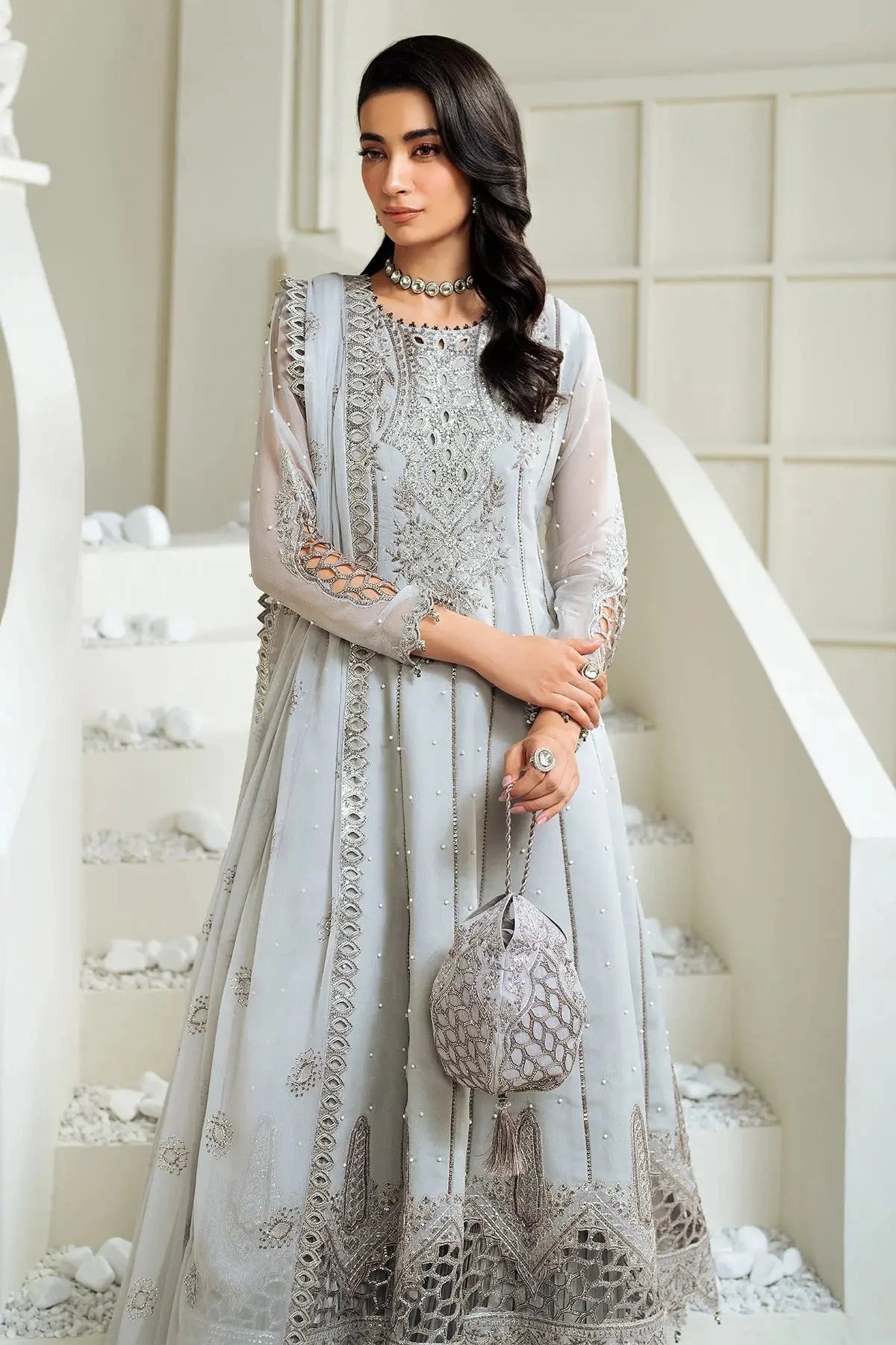 Alizeh Fashion Celine Embroidered Chiffon Unstitched 3Pc Suit AF-PS-8002-Luna