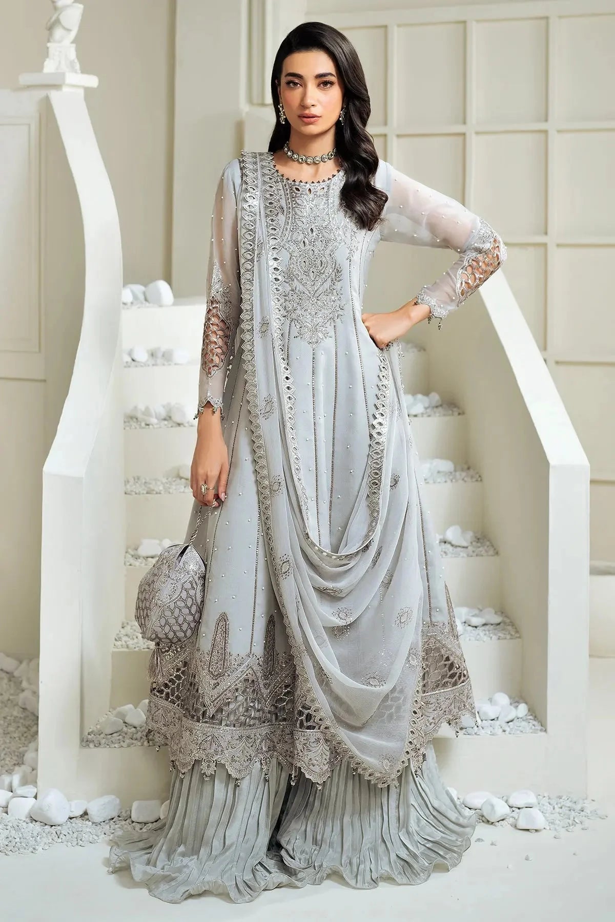 Alizeh Fashion Celine Embroidered Chiffon Unstitched 3Pc Suit AF-PS-8002-Luna