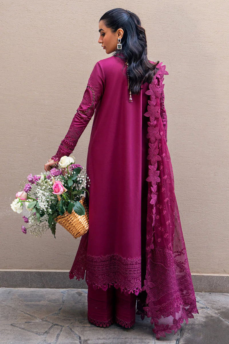 Qalamkar Sahil Embroidered Lawn Unstitched 3Pc Suit FK-11 VIOLET