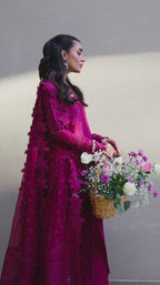 Qalamkar Sahil Embroidered Lawn Unstitched 3Pc Suit FK-11 VIOLET