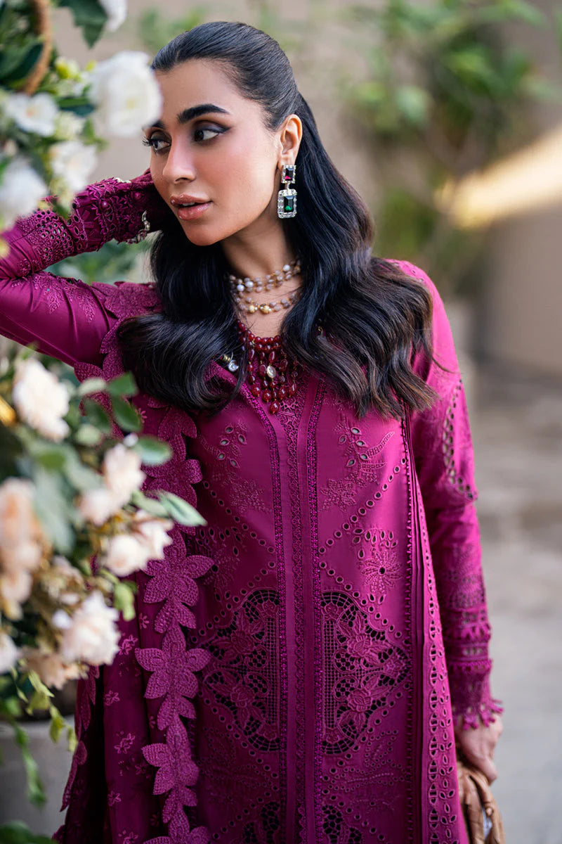 Qalamkar Sahil Embroidered Lawn Unstitched 3Pc Suit FK-11 VIOLET