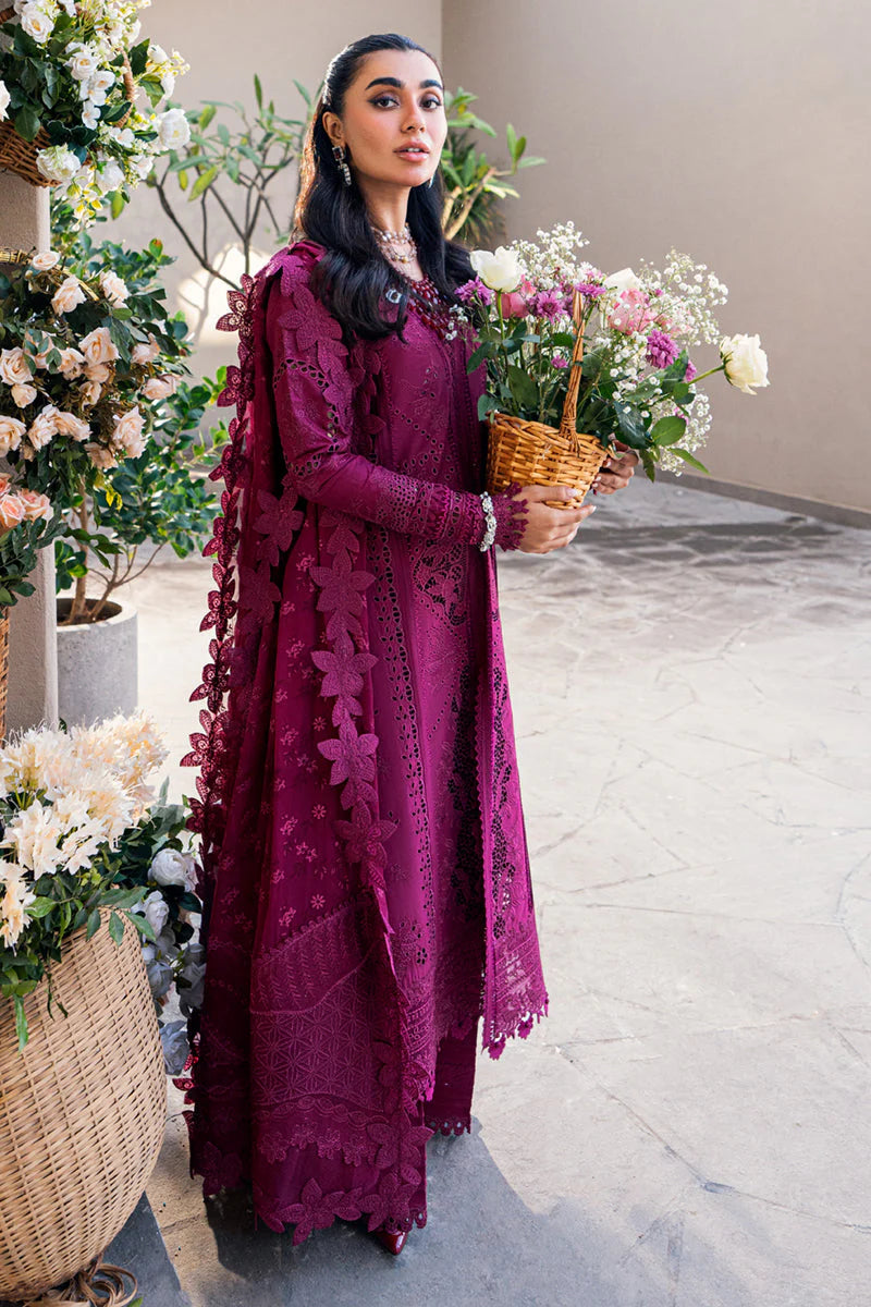 Qalamkar Sahil Embroidered Lawn Unstitched 3Pc Suit FK-11 VIOLET