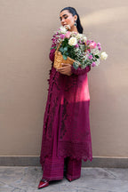 Qalamkar Sahil Embroidered Lawn Unstitched 3Pc Suit FK-11 VIOLET