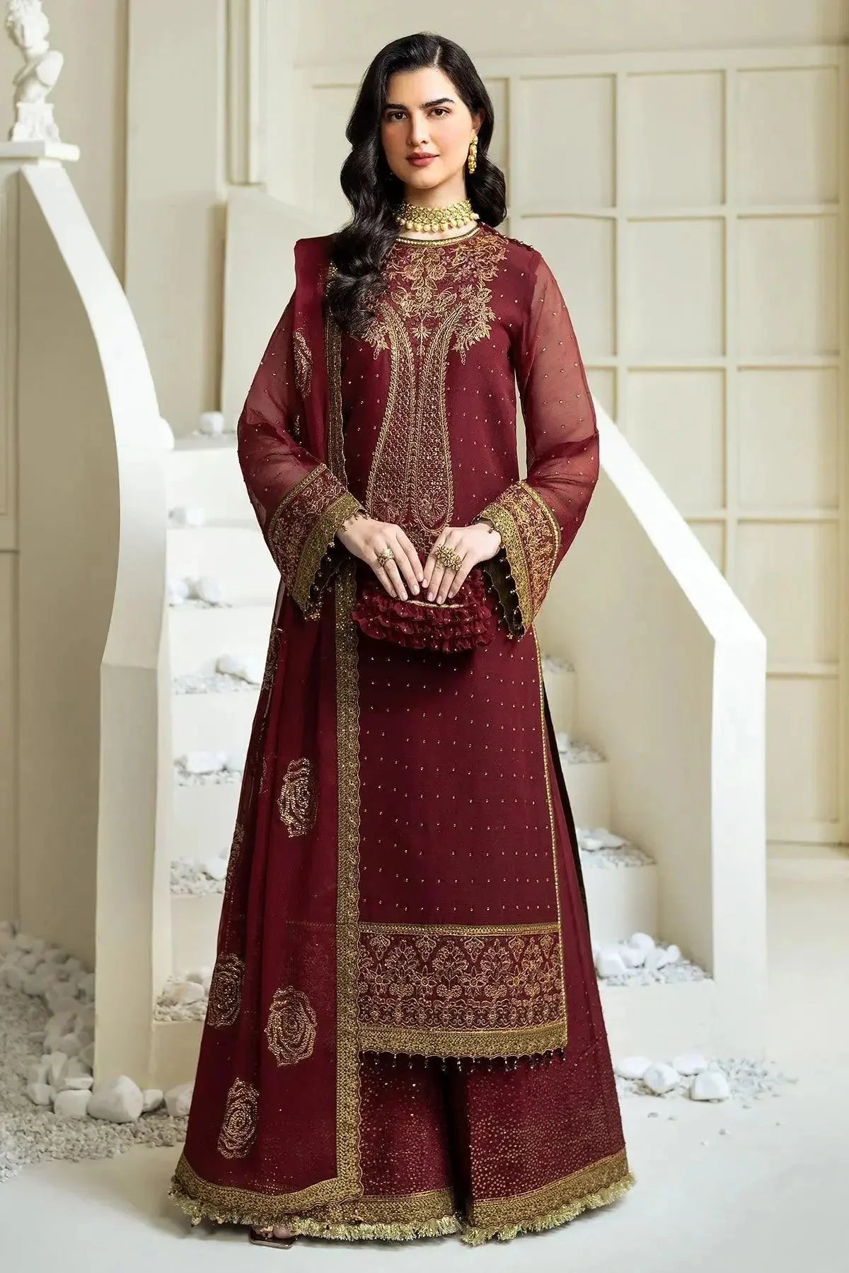 Alizeh Fashion Celine Embroidered Chiffon Unstitched 3Pc Suit AF-PS-8007-Gina