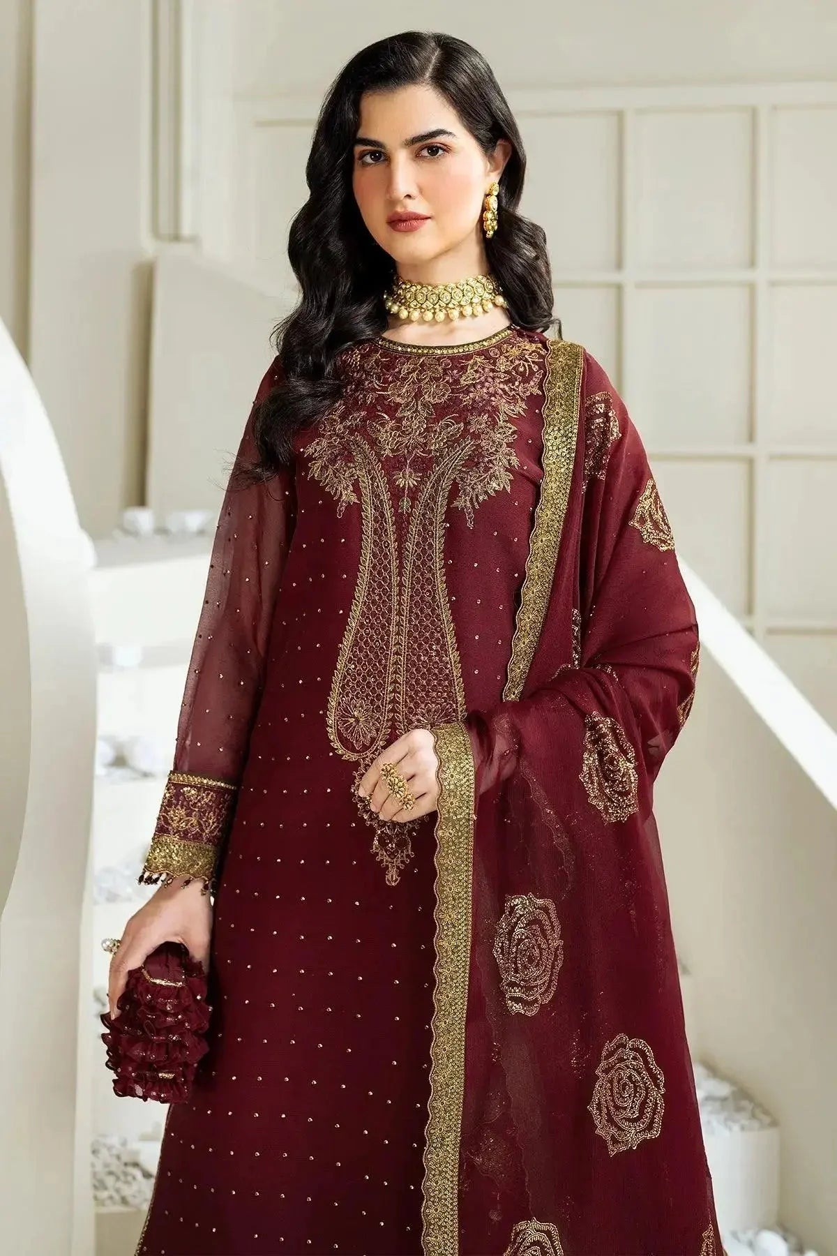 Alizeh Fashion Celine Embroidered Chiffon Unstitched 3Pc Suit AF-PS-8007-Gina
