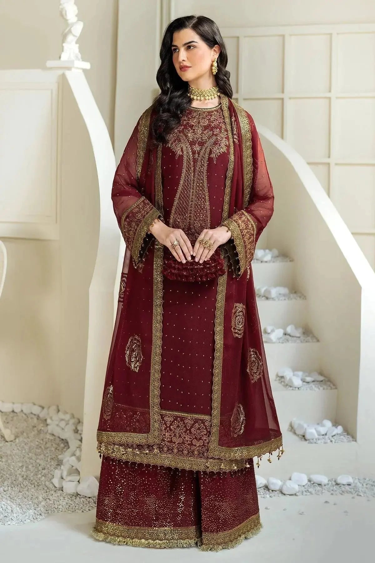Alizeh Fashion Celine Embroidered Chiffon Unstitched 3Pc Suit AF-PS-8007-Gina
