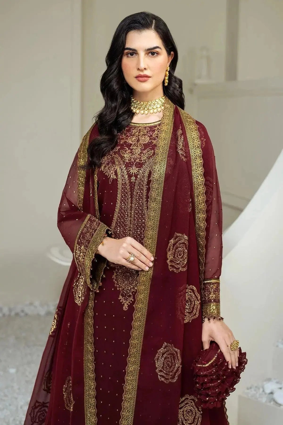 Alizeh Fashion Celine Embroidered Chiffon Unstitched 3Pc Suit AF-PS-8007-Gina