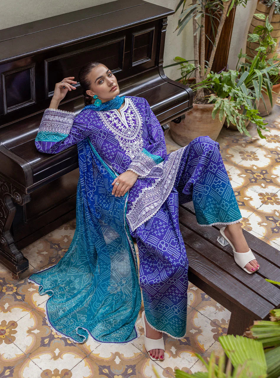 Zainab Chottani Tahra Embroidered Lawn Unstitched 3Pc Suit D-03 LISA