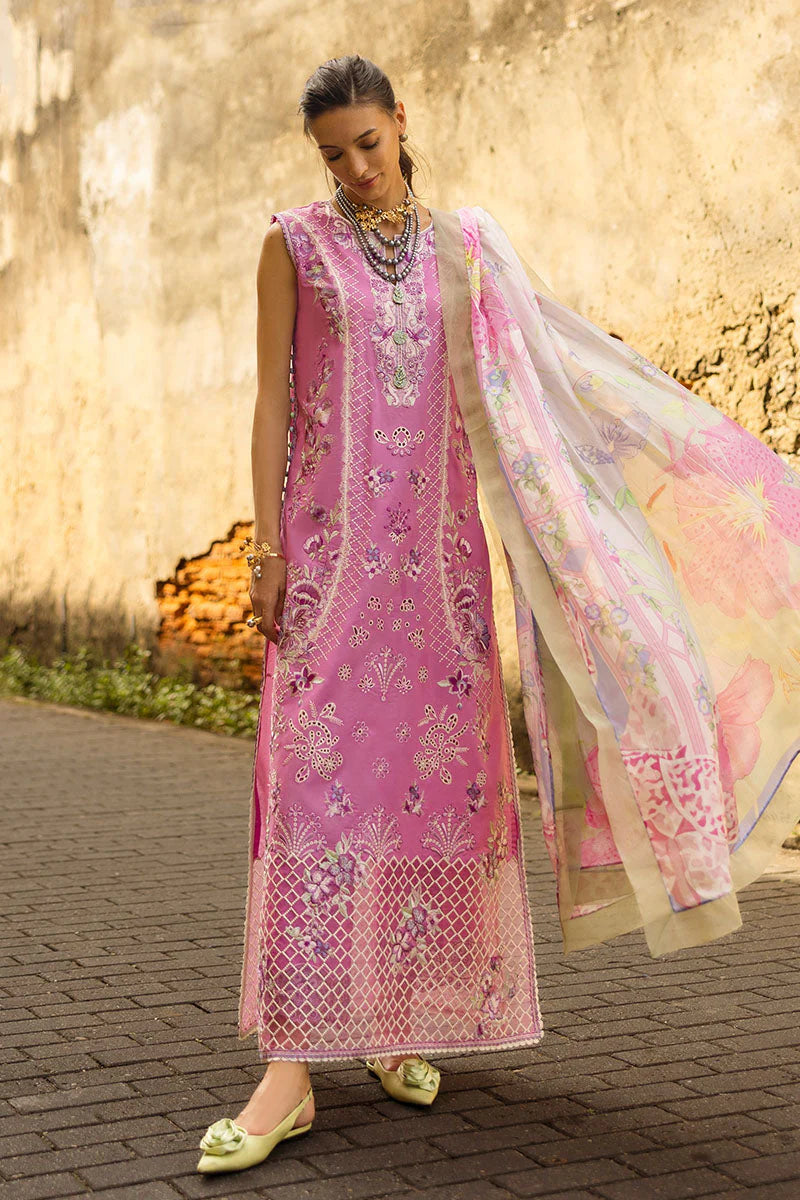 Mushq Manaram Embroidered Lawn Unstitched 3Pc Suit - Timeless Wave
