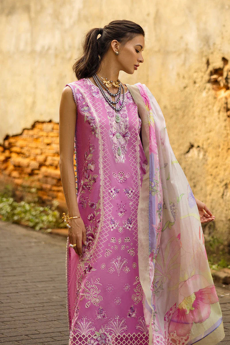 Mushq Manaram Embroidered Lawn Unstitched 3Pc Suit - Timeless Wave