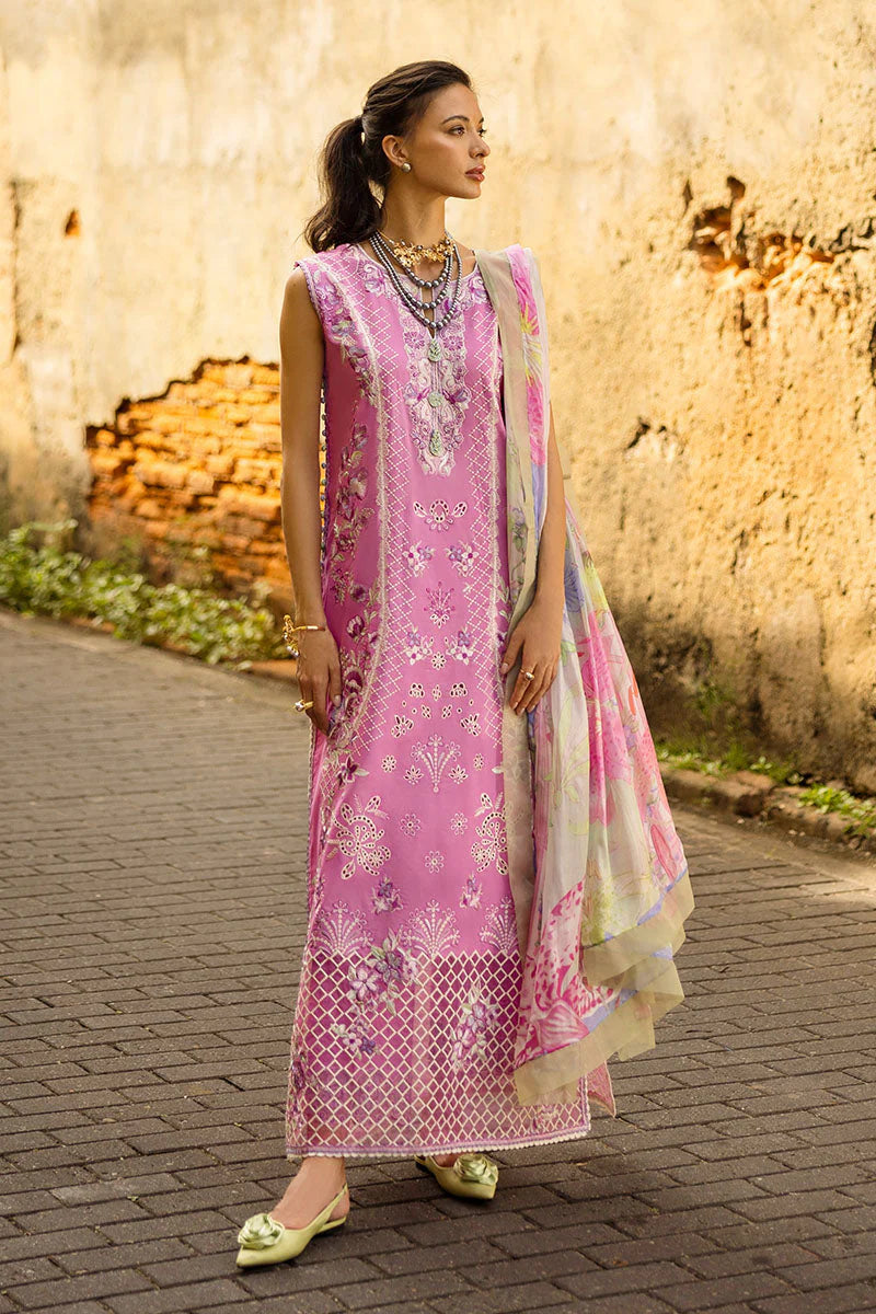 Mushq Manaram Embroidered Lawn Unstitched 3Pc Suit - Timeless Wave