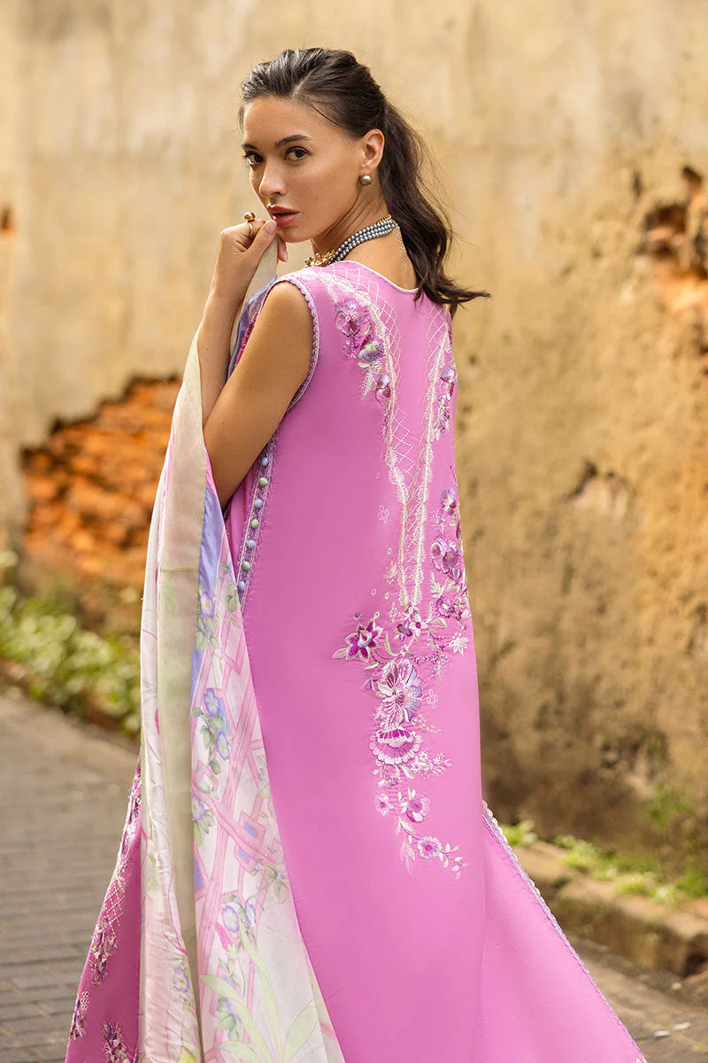 Mushq Manaram Embroidered Lawn Unstitched 3Pc Suit - Timeless Wave