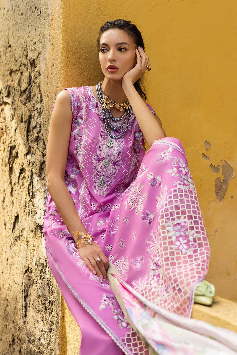 Mushq Manaram Embroidered Lawn Unstitched 3Pc Suit - Timeless Wave