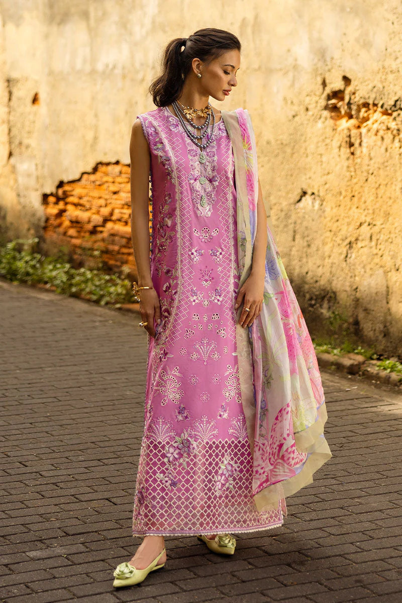 Mushq Manaram Embroidered Lawn Unstitched 3Pc Suit - Timeless Wave