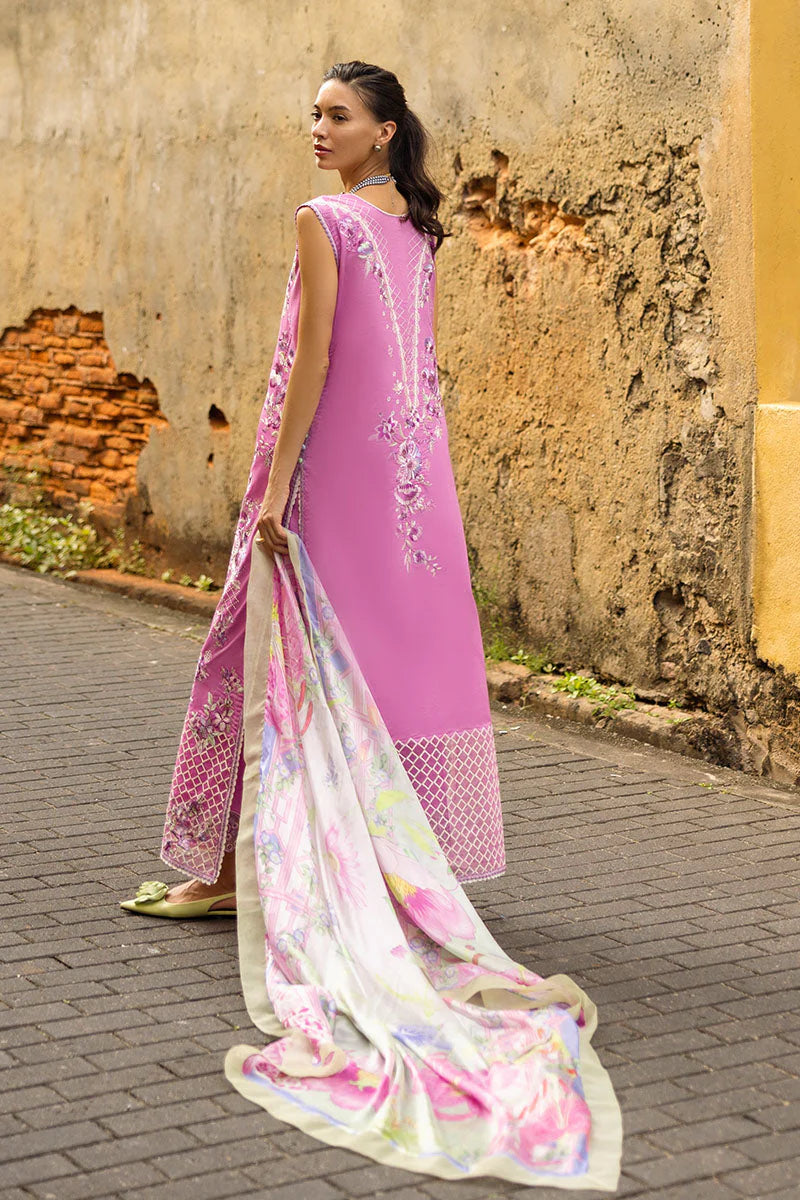 Mushq Manaram Embroidered Lawn Unstitched 3Pc Suit - Timeless Wave