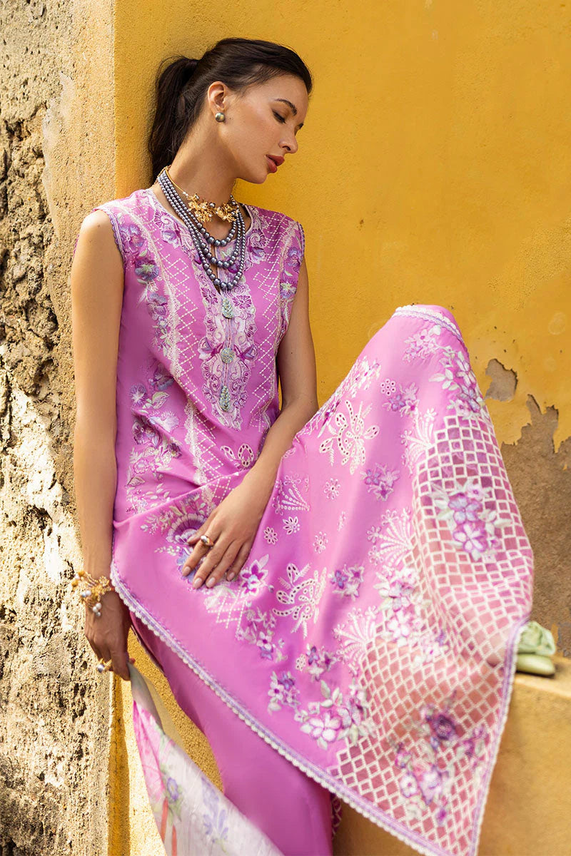 Mushq Manaram Embroidered Lawn Unstitched 3Pc Suit - Timeless Wave