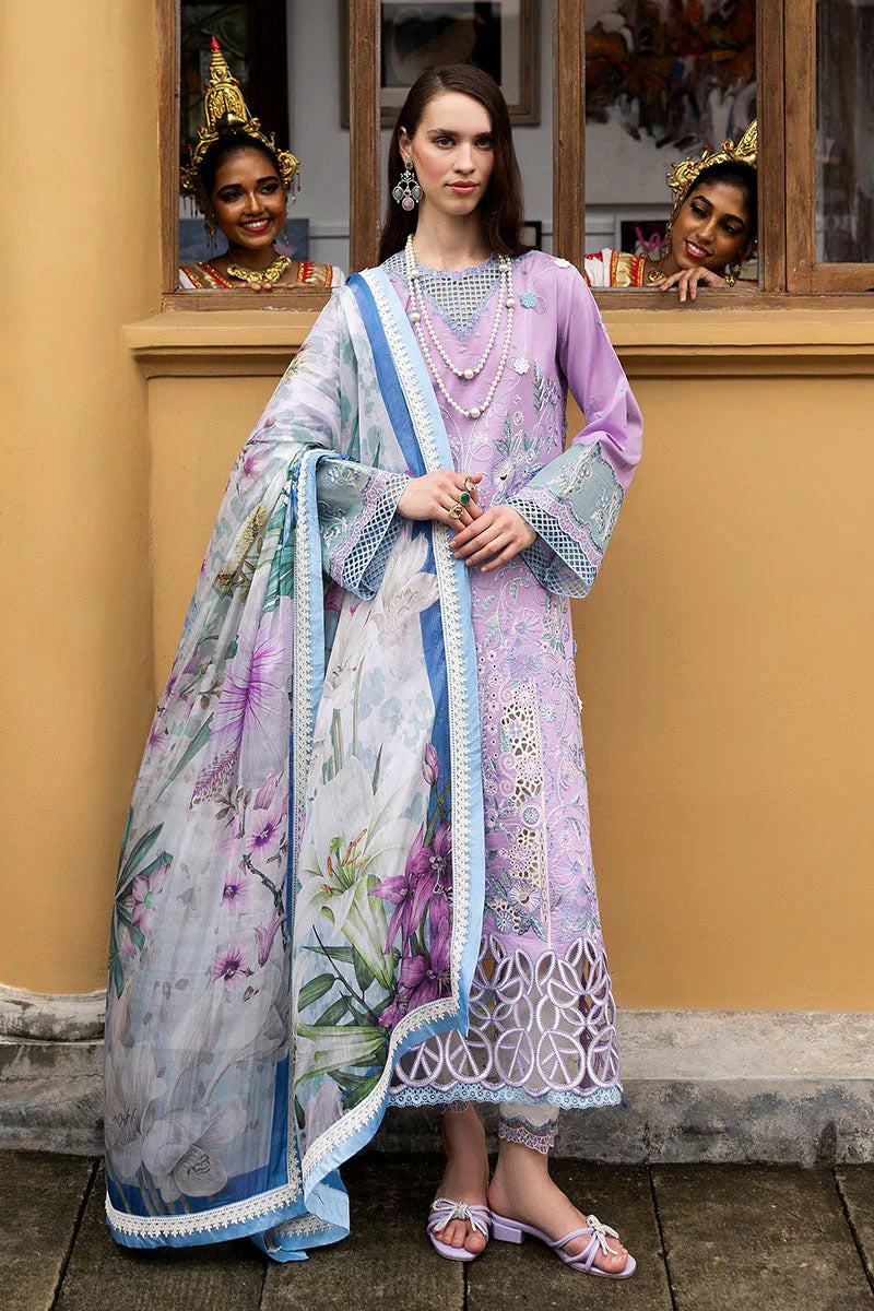 Mushq Manaram Embroidered Lawn Unstitched 3Pc Suit - Glowing Pulse