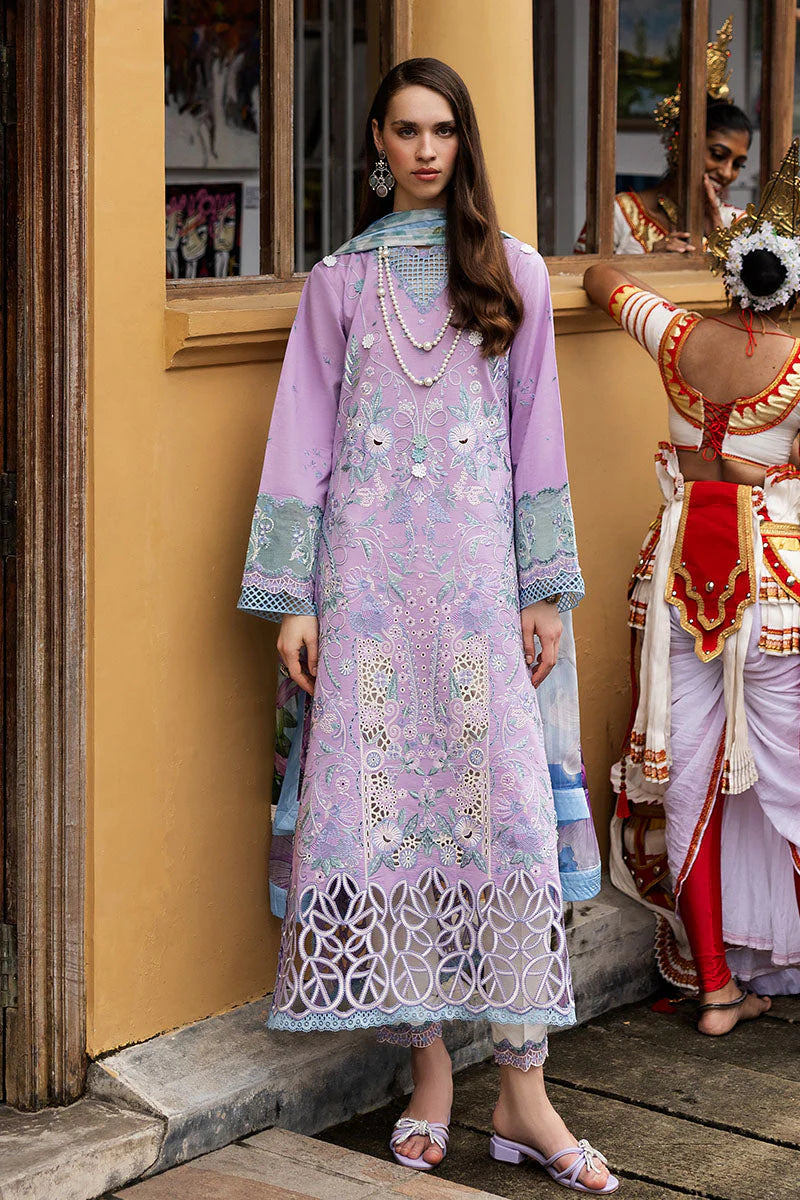 Mushq Manaram Embroidered Lawn Unstitched 3Pc Suit - Glowing Pulse