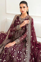Farasha Essence Embroidered Chiffon Unstitched 3Pc Suit - Maroon Empress