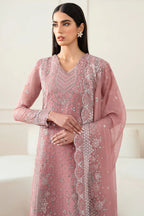 Farasha Essence Embroidered Chiffon Unstitched 3Pc Suit - Mauve Light