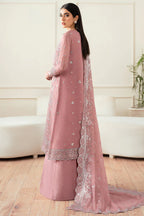 Farasha Essence Embroidered Chiffon Unstitched 3Pc Suit - Mauve Light