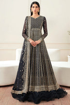Farasha Essence Embroidered Chiffon Unstitched 3Pc Suit - Midnight Navy