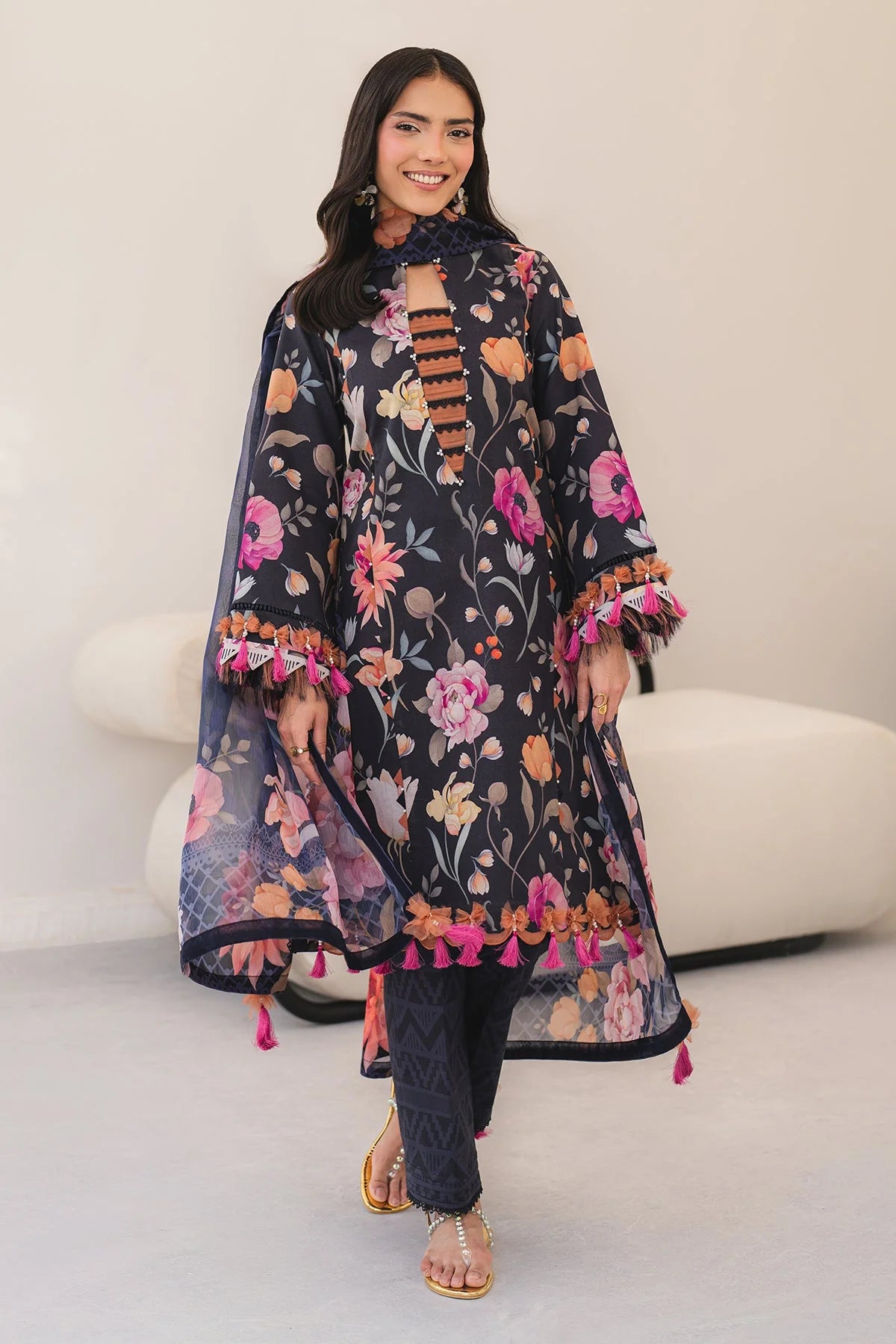 Alizeh Fashion Sheen Printed Lawn Unstitched 3Pc Suit AF-PL-6047-Plush