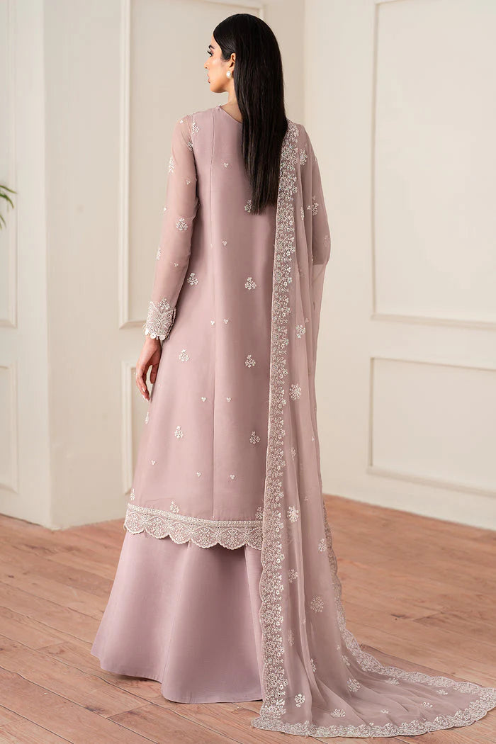 Farasha Essence Embroidered Chiffon Unstitched 3Pc Suit - Powder Bloom