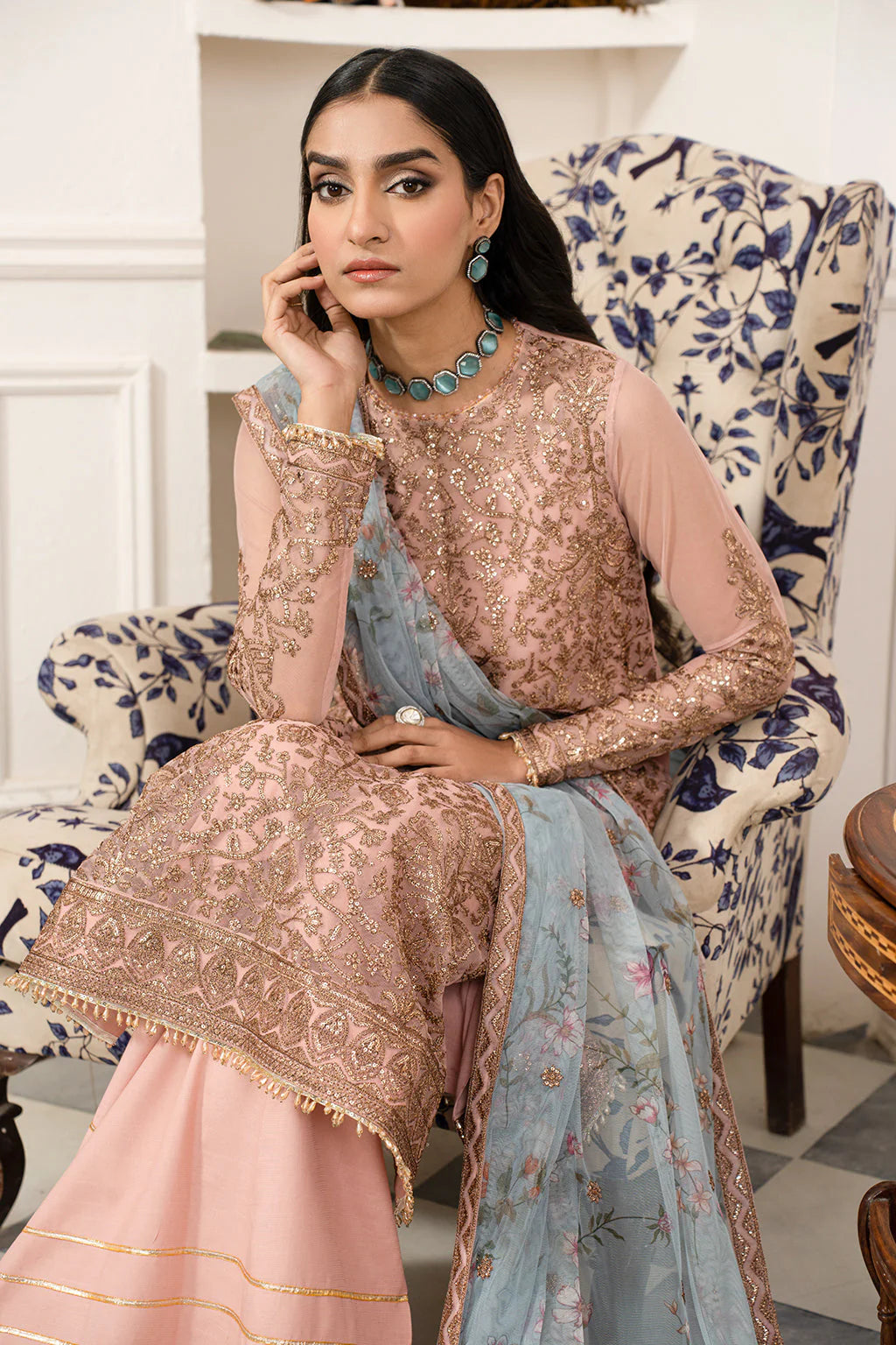 Zarif Afsanah Luxury Embroidered Net Unstitched 3Pc Suit ZAF 08 HASEEN