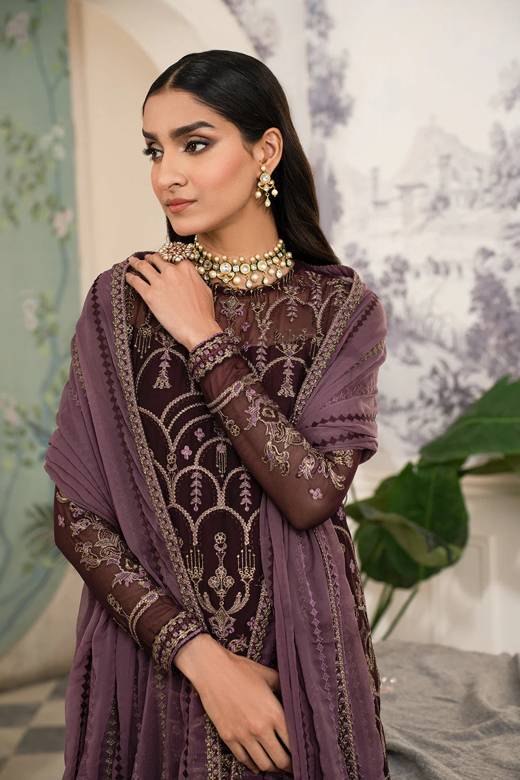 Zarif Afsanah Luxury Embroidered Chiffon Unstitched 3Pc Suit ZAF 09 ZINAT