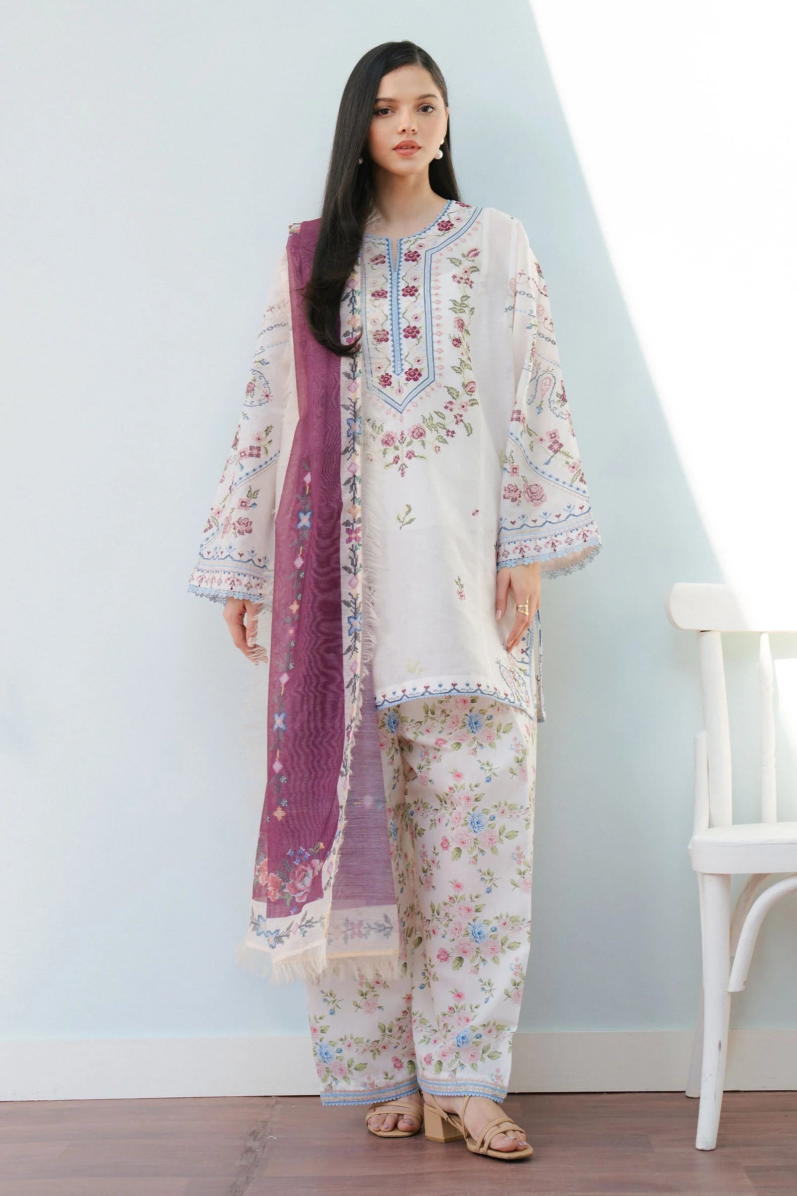 Coco by Zara Shahjahan Embroidered Lawn Unstitched 3Pc Suit D-02B SERENE