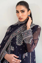 Farasha Essence Embroidered Chiffon Unstitched 3Pc Suit - Serene Wave