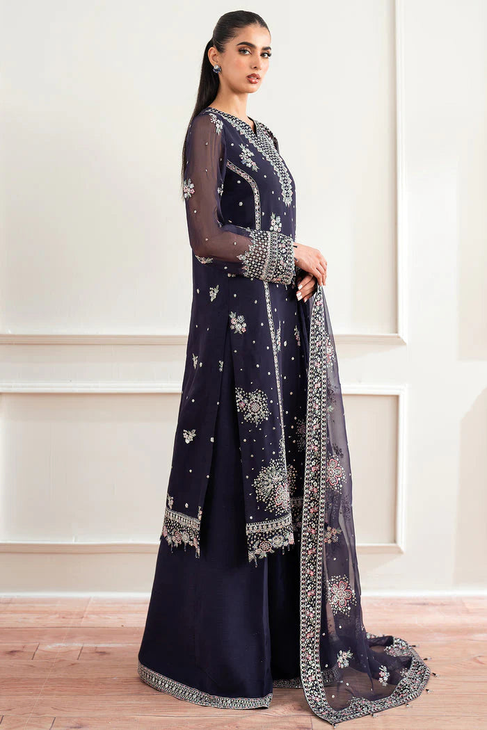 Farasha Essence Embroidered Chiffon Unstitched 3Pc Suit - Serene Wave