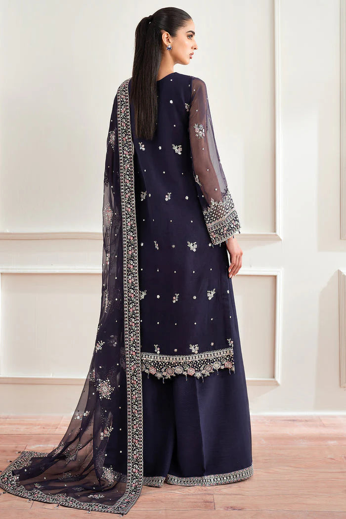 Farasha Essence Embroidered Chiffon Unstitched 3Pc Suit - Serene Wave