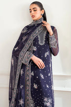 Farasha Essence Embroidered Chiffon Unstitched 3Pc Suit - Serene Wave