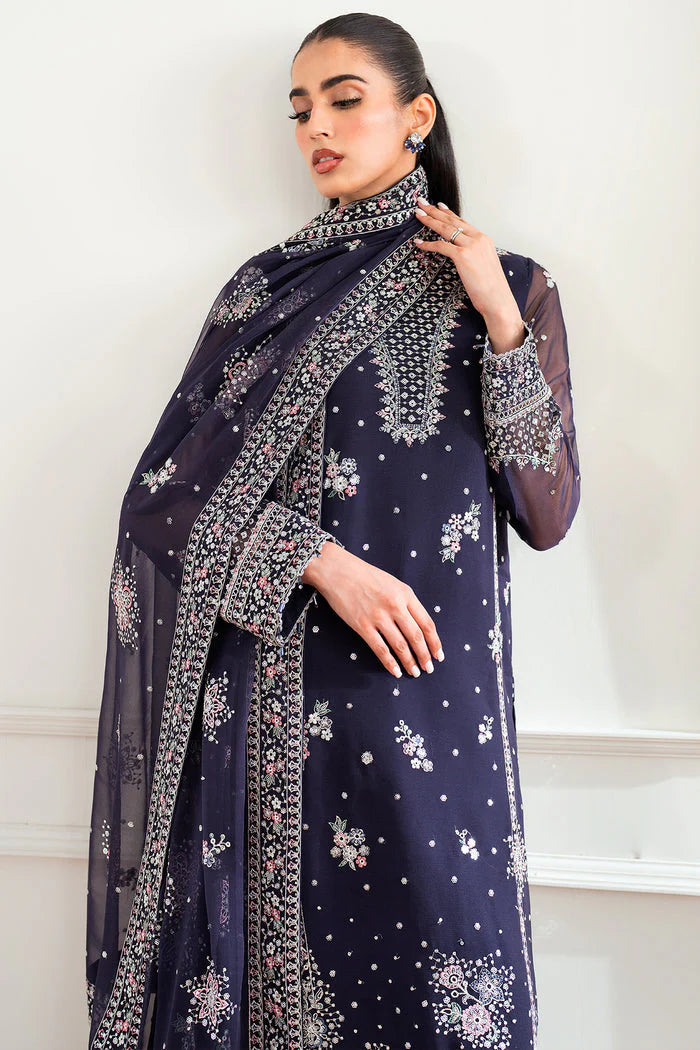 Farasha Essence Embroidered Chiffon Unstitched 3Pc Suit - Serene Wave