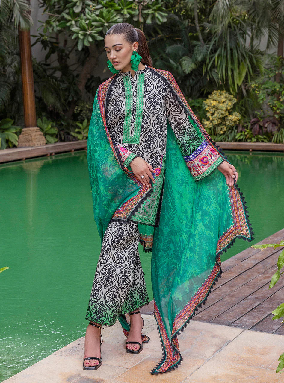 Zainab Chottani Tahra Embroidered Lawn Unstitched 3Pc Suit D-07 TIA