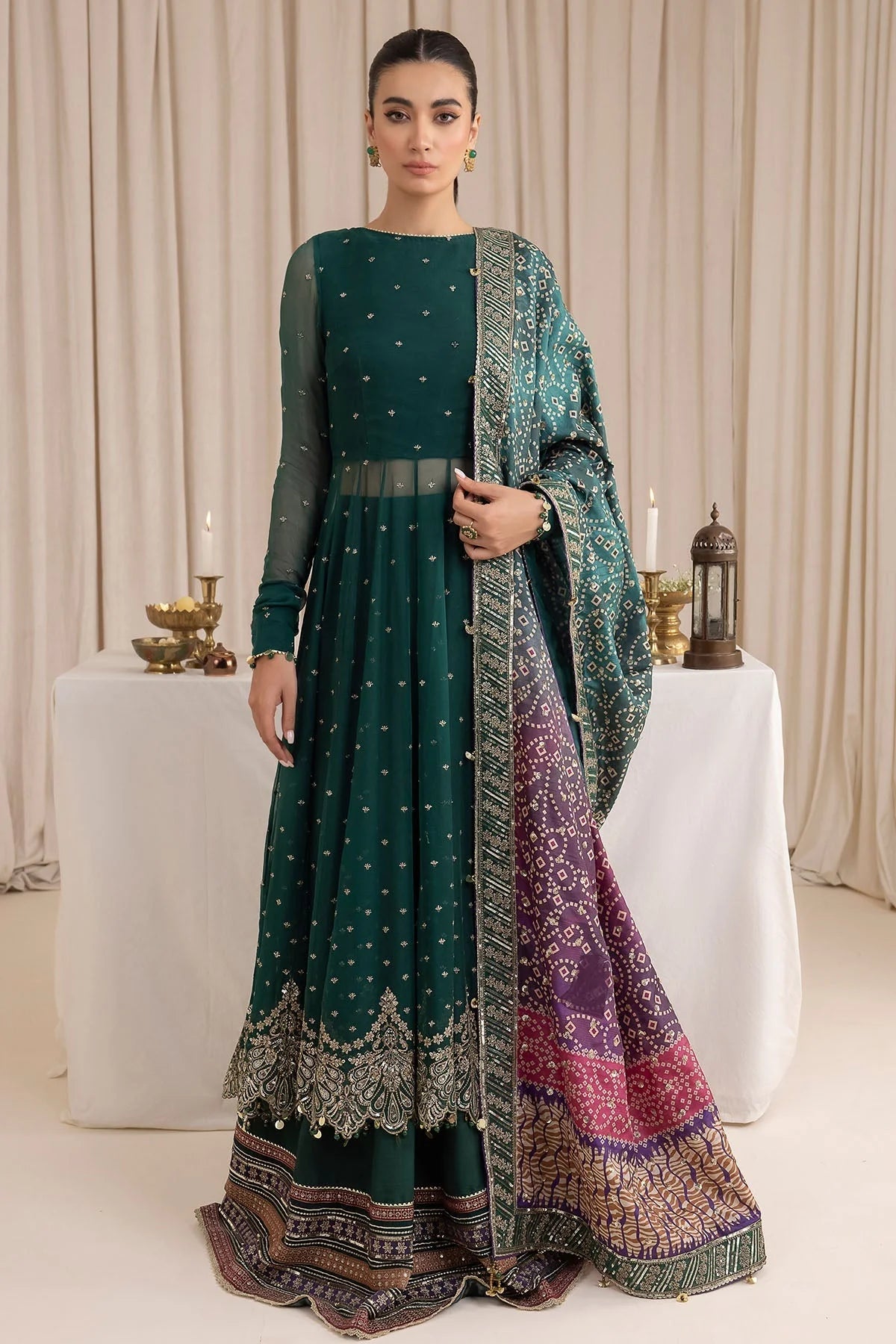Jazmin Wedding Formal Embroidered Chiffon Unstitched 3Pc Suit UC-3016