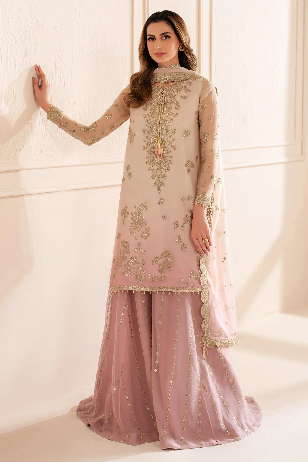 Jazmin Wedding Formal Embroidered Chiffon Unstitched 3Pc Suit UC-3067
