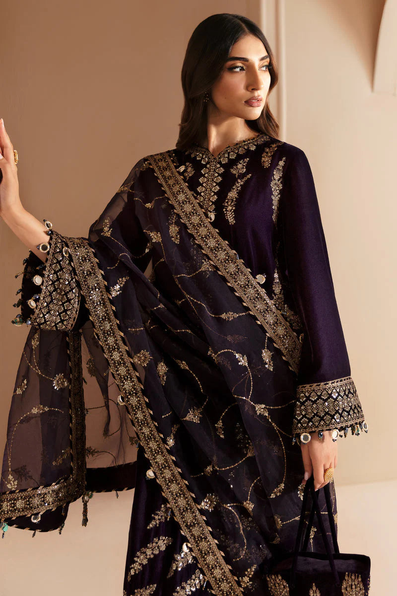 Jazmin Embroidered Pure Velvet Formal Unstitched 3Pc Suit VF-2026