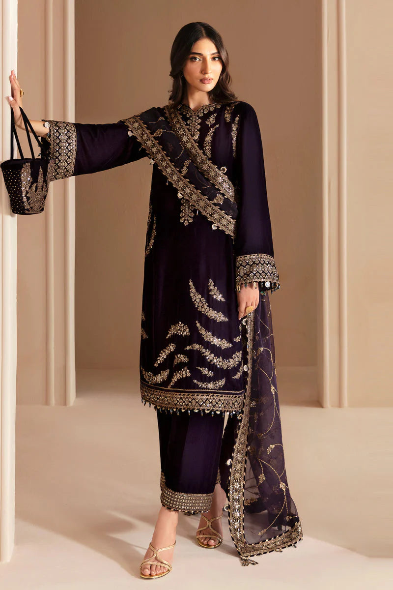 Jazmin Embroidered Pure Velvet Formal Unstitched 3Pc Suit VF-2026