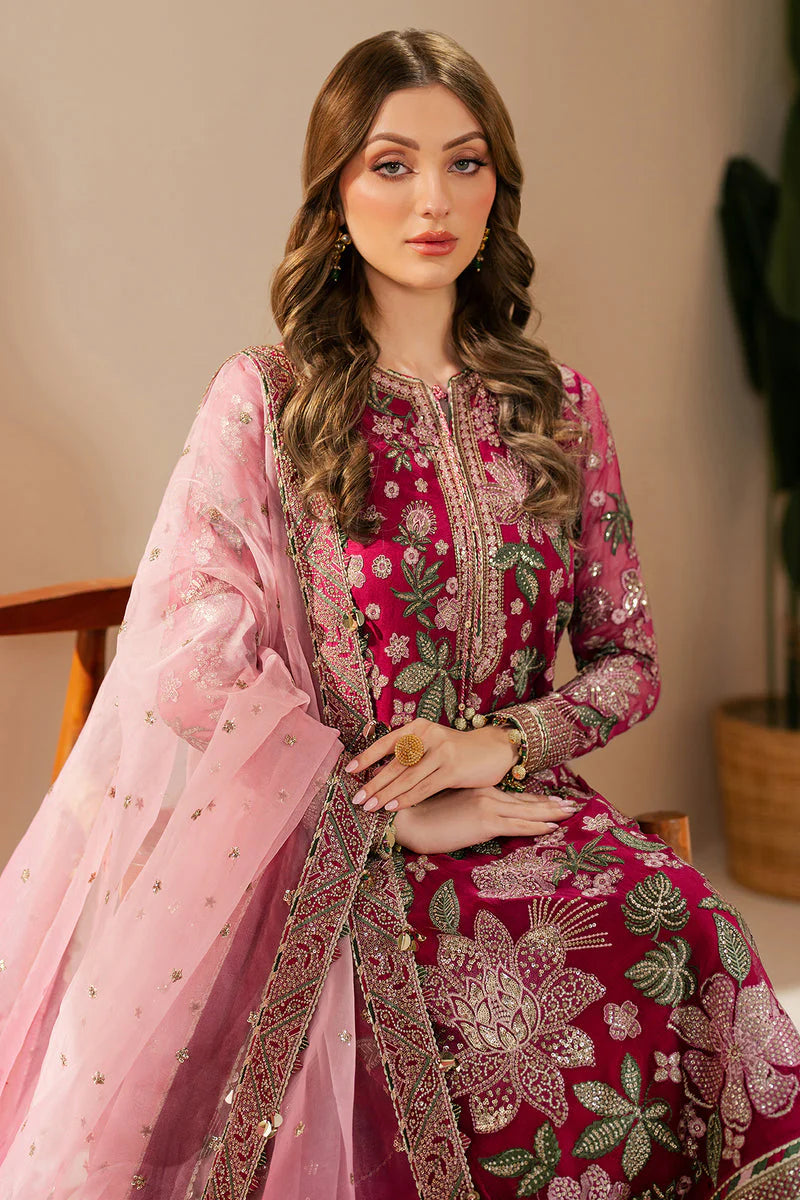 Jazmin Wedding Formal Embroidered Chiffon Unstitched 3Pc Suit WF'25-03