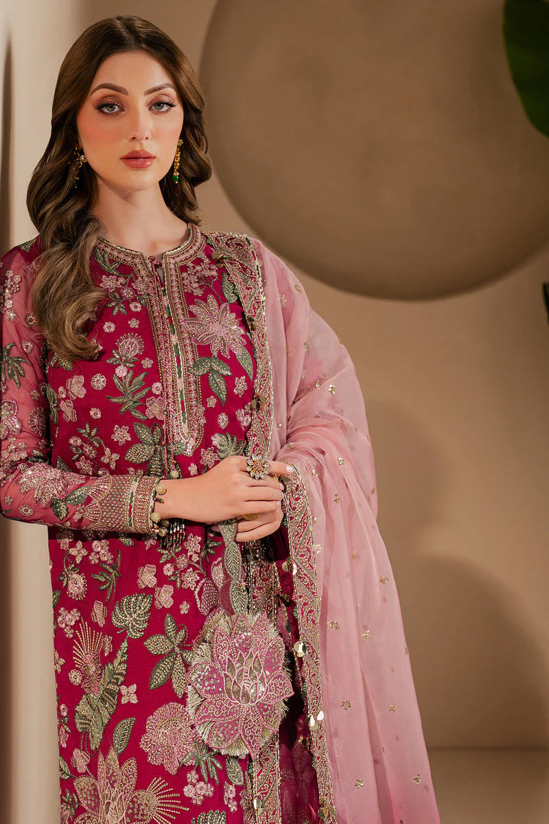 Jazmin Wedding Formal Embroidered Chiffon Unstitched 3Pc Suit WF'25-03