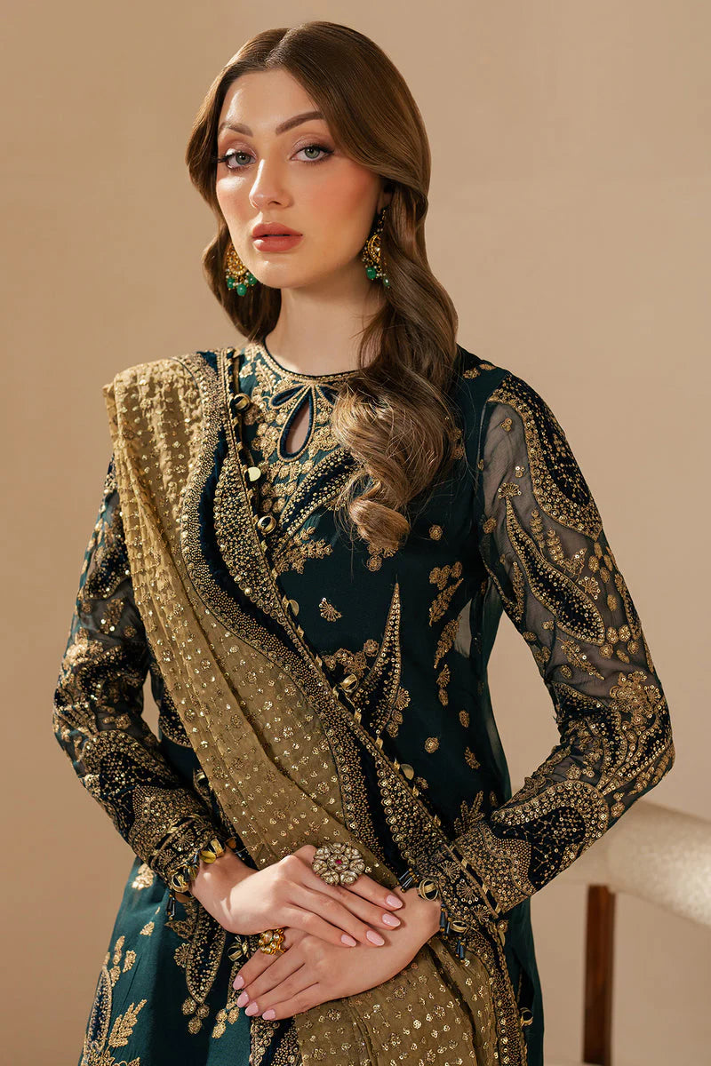 Jazmin Wedding Formal Embroidered Chiffon Unstitched 3Pc Suit WF'25-06