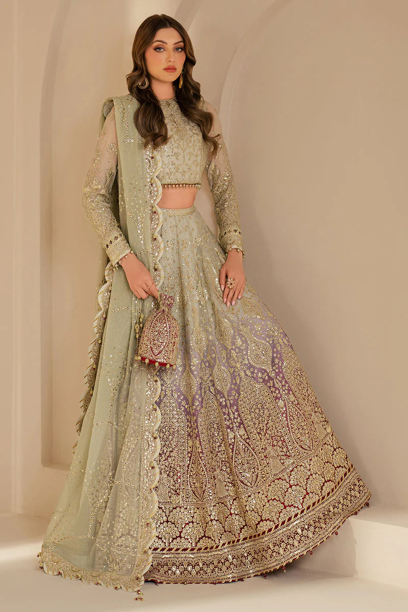 Jazmin Wedding Formal Embroidered Chiffon Unstitched 3Pc Suit WF'25-09