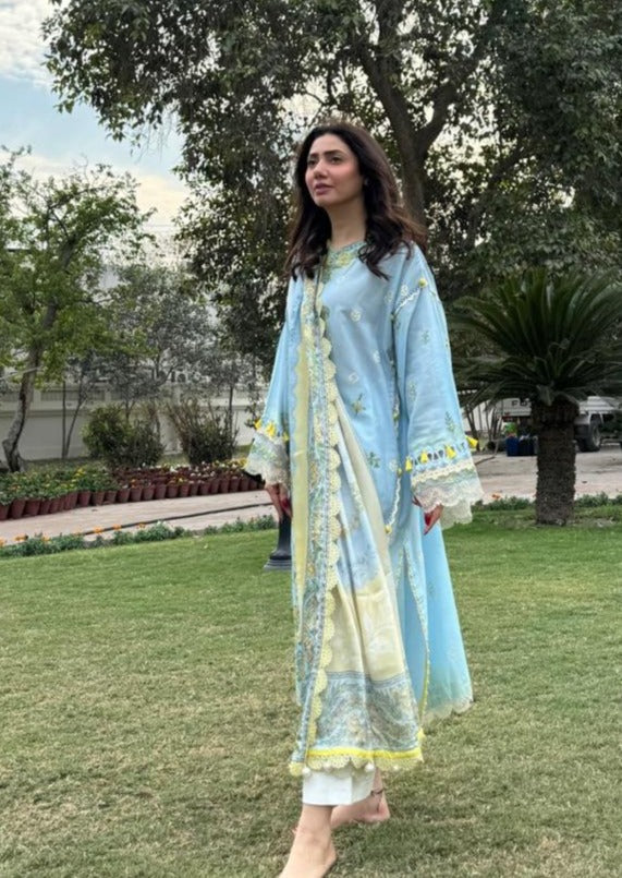 Siraa by Sadaf Fawad Khan Embroidered Lawn Unstitched 3Pc Suit - Amani (B)