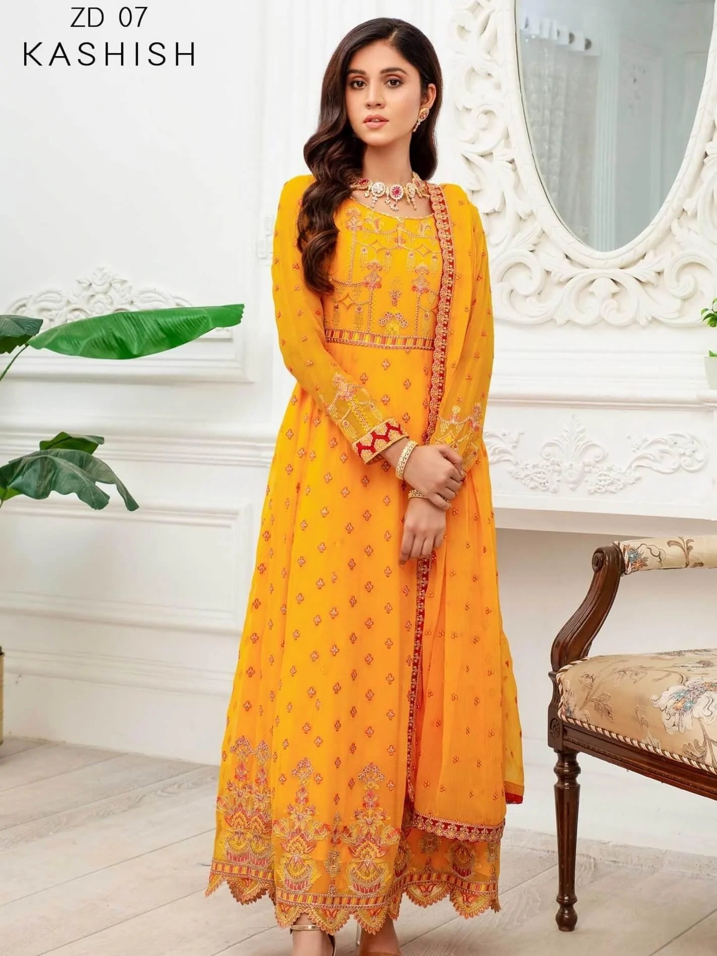 Dastoor by Zarif Luxury Chiffon Unstitched 3 Piece Suit ZD-07 KASHISH